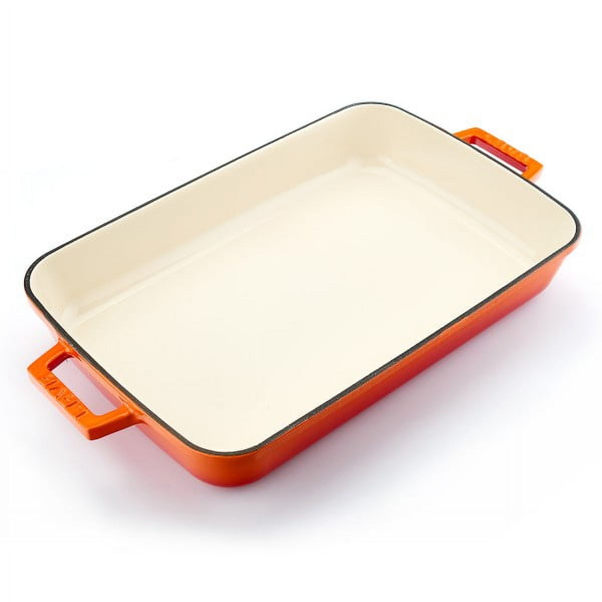 Lava Enameled Cast Iron 10 inch by 16 inch Roasting Pan 16 inch-Spring Series Orange, Size: W:10.27 Large:18.50 H:2.48