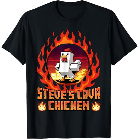 Lava Chicken Miners Steve Pixel Gaming Game T-Shirt BLACK Unisex S-5XL Hot Trending Shirt Birthday Gift