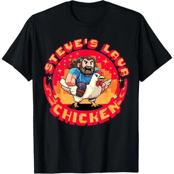 Lava Chicken Miners Steve Pixel Gaming Game T-Shirt Unisex S-5XL Hot Trending Shirt, Vintage Birthday Gift