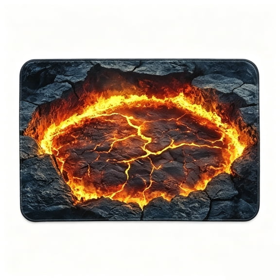 Lava Crack Volcano Floor Mat Creative Fire Effect Rug
