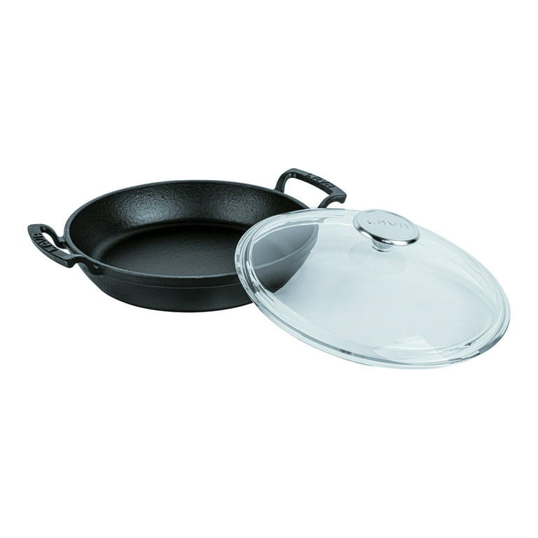 Lava Eco Series Enameled Cast Iron Skillet with Glass Lid - 9.5 Inch Frying  Pan Black 