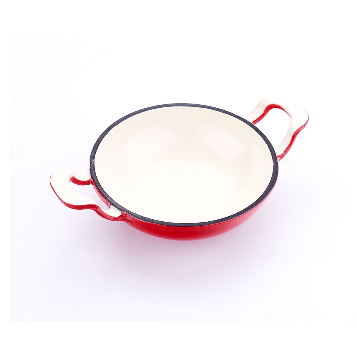 Lava Enameled Cast Iron 6" Mini Wok 0.8 Qt. with Trendy Glass Lid Red