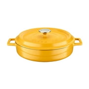 Lava Enameled Cast Iron Braiser 3.7 Qt. Round Spring Series with Trendy Lid Yellow
