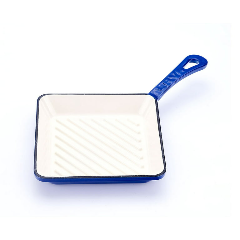 Lava Enameled Cast Iron Mini Ceramic Grill Pan - 8 inch Square, Small Cast  Iron Skillet with White Ceramic Enamel Coated Interior, Baby Collection