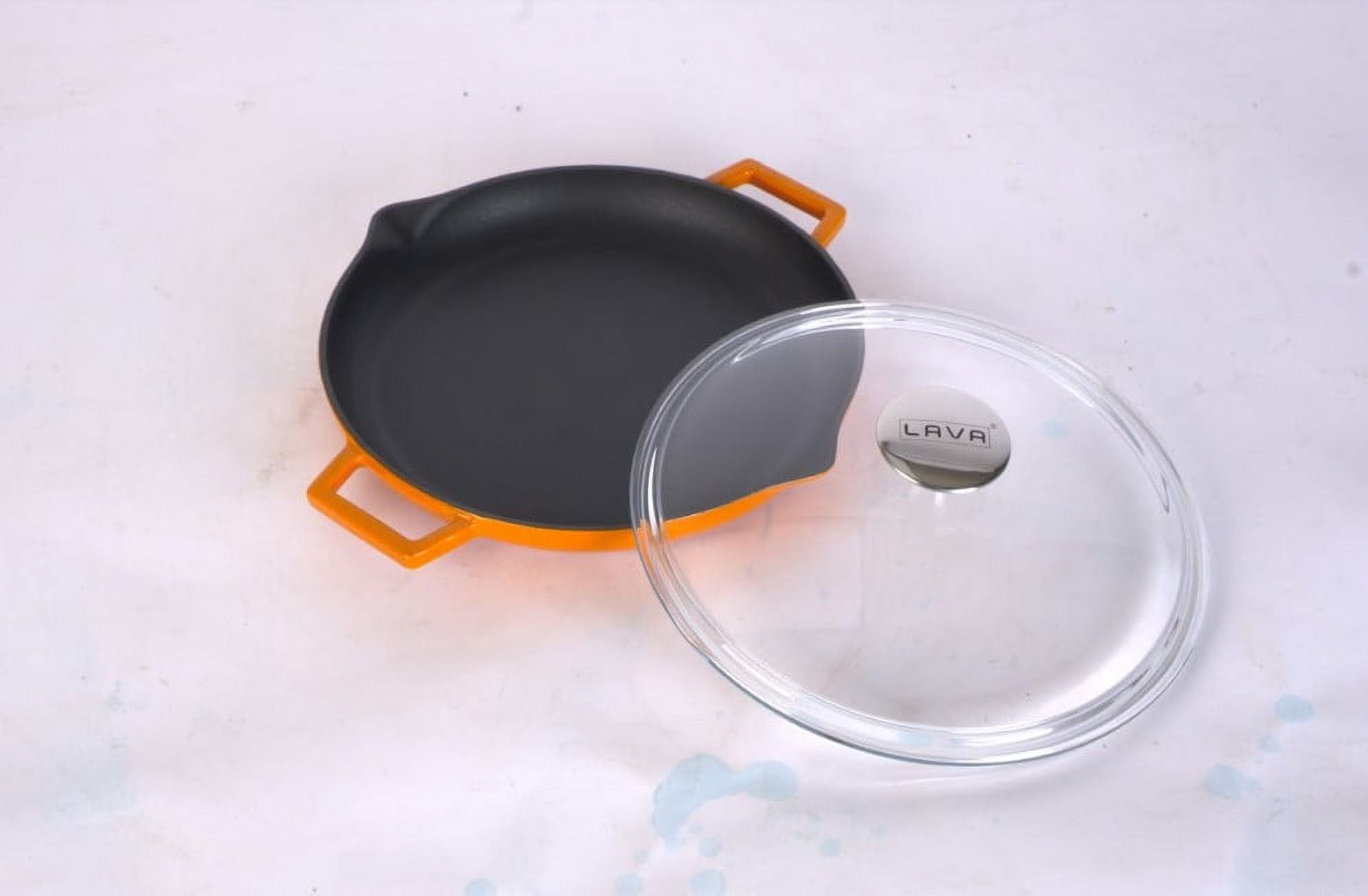 Lava Enameled Cast Iron Skillet with Side Drip Spouts 12 inch Round