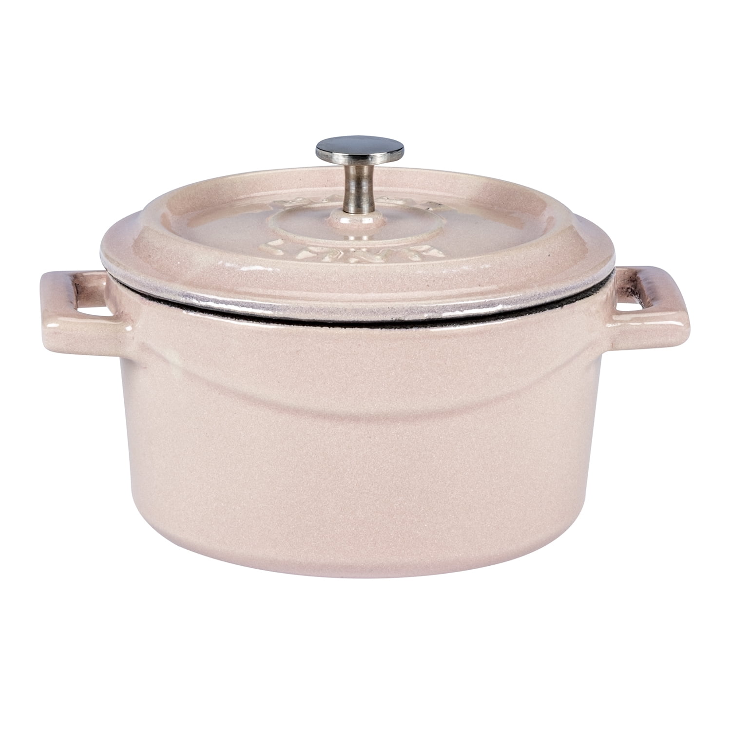 Lava Enameled Cast Iron Small Dutch Oven 0.4 Qt. Round with Trendy Lid Pink