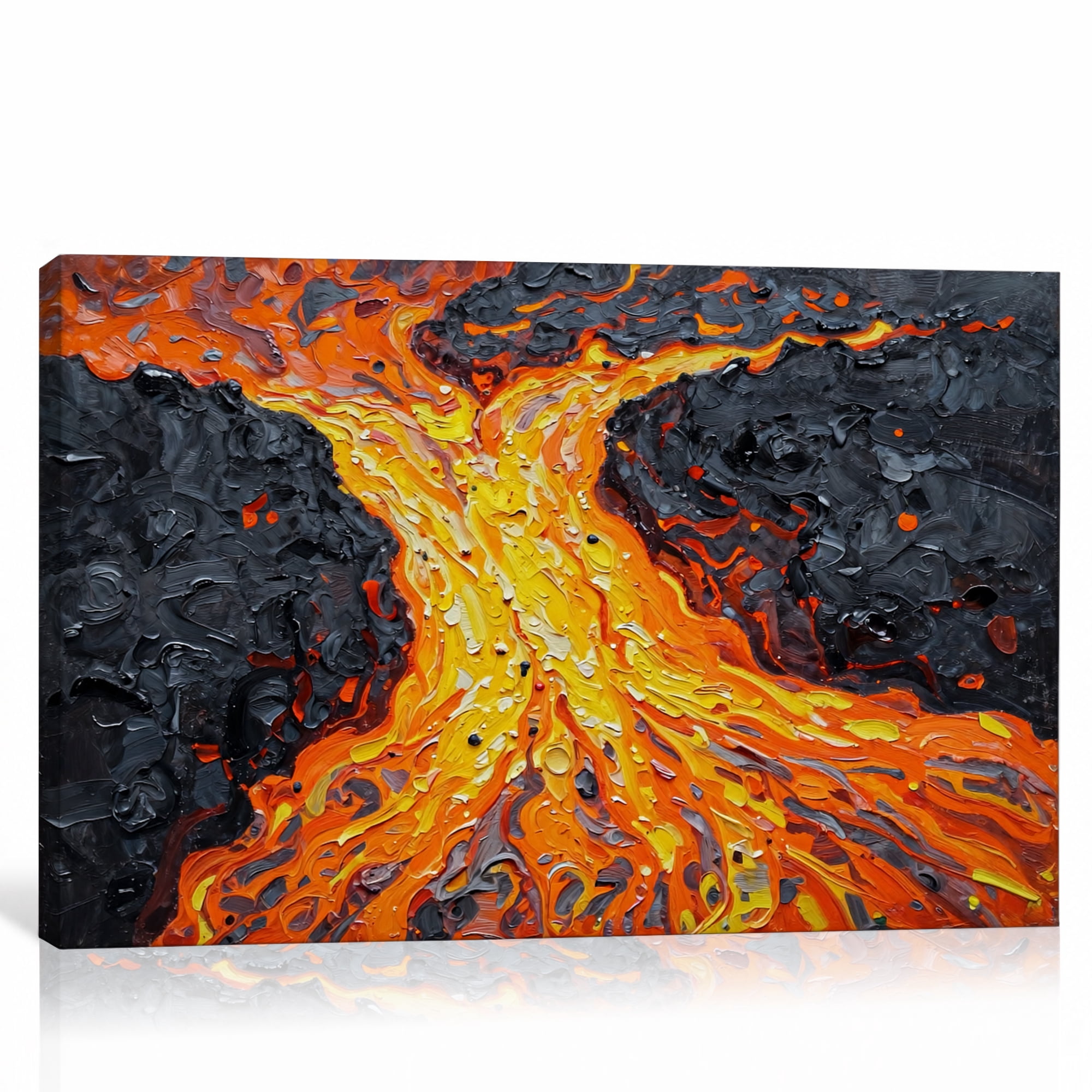 Wall Rextures Lava Flow Volcanic Wall Art Large Modern Canvas Print Fiery Texture ...