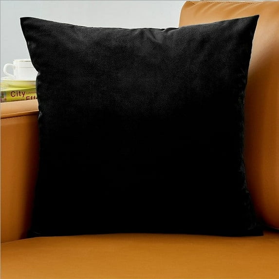 Lava Garden Square 20''x20" Black Solid Print Velvet Decorative Pillow Covers, ( 2 Count)