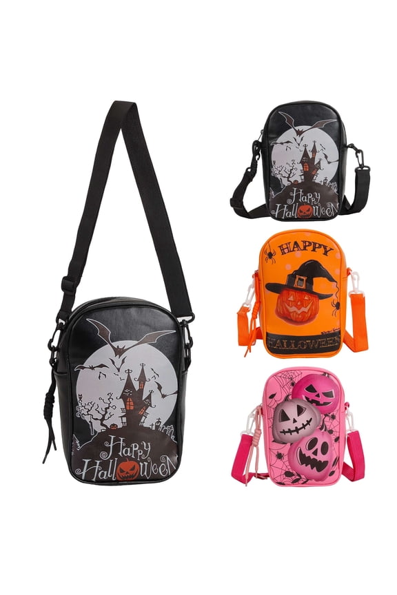 Halloween PU Shoulder Bag - Adjustable Crossbody for Costumes & Gifts(Orange)
