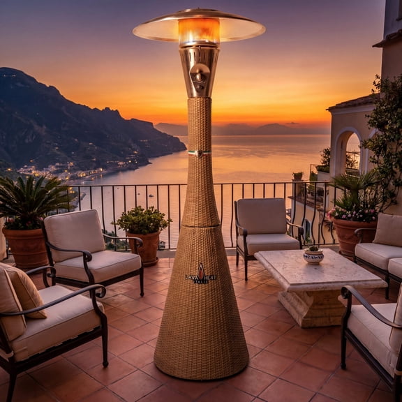 Lava Heat Italia Palermo Rattan Patio Heater, Walnut Rattan, Liquid Propane