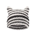 thumbnail image 1 of Lava Knit Cat Ear Beanie for Women, Soft Warm Striped Winter Hat, 19"-23" Universal Fit, 1 of 6