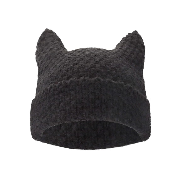 Lava Knit Cat Ear Beanie for Women, Soft Warm Striped Winter Hat, 19"-23" Universal Fit