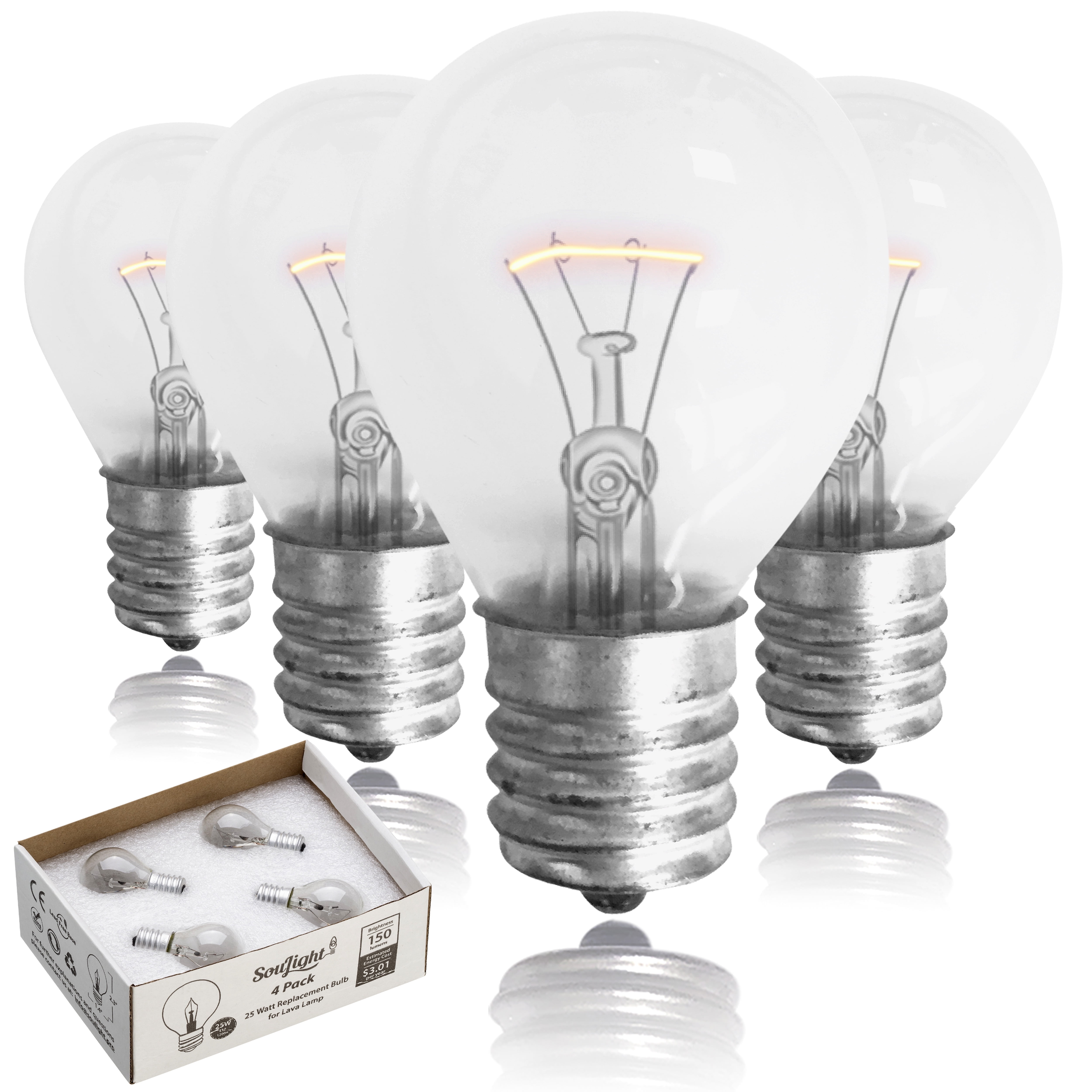 Paquete de 6 bombillas de lava de 25 W, base S11 E17 de 120 voltios