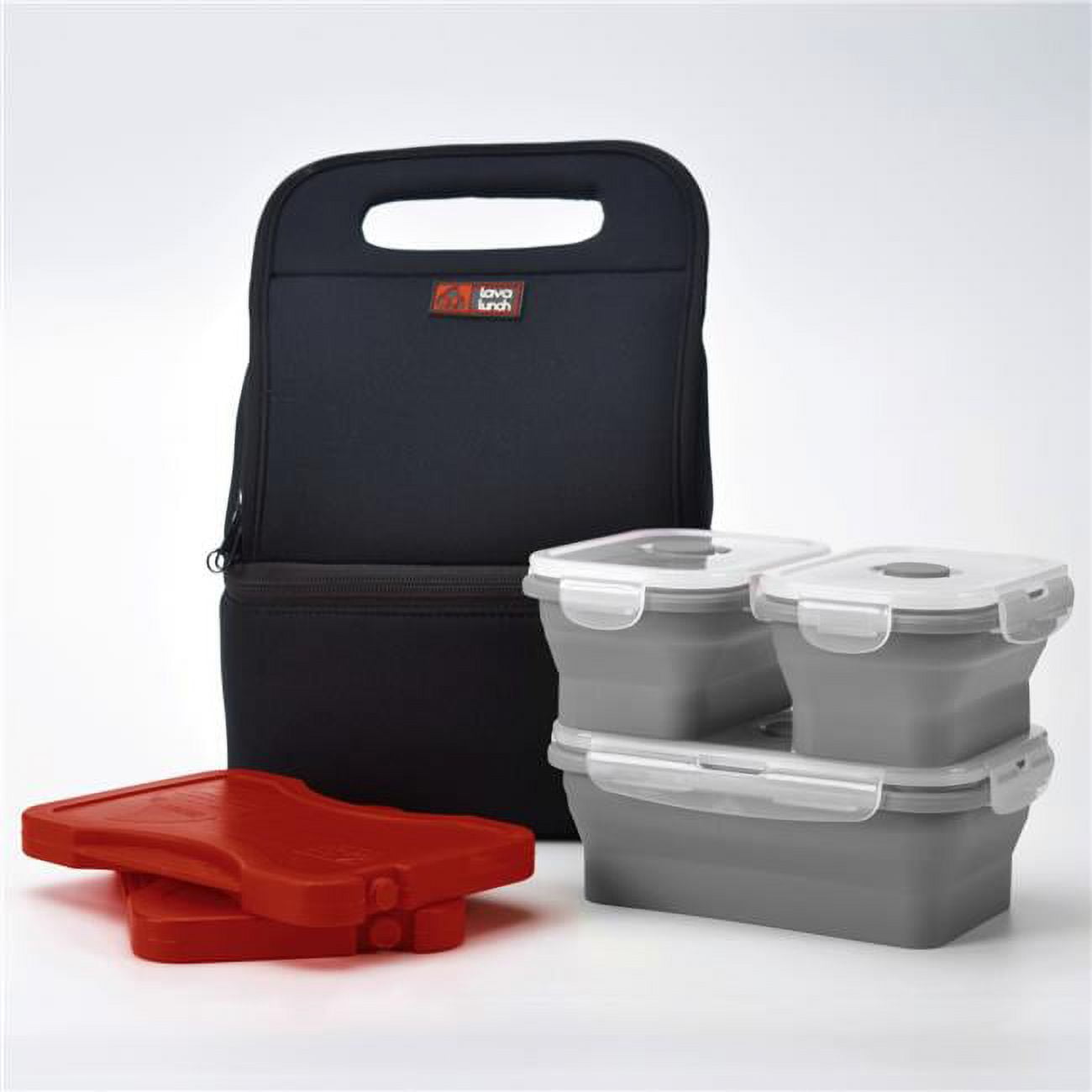 Lava Lunch 860006273309 Black Lunch Bag with Containers 