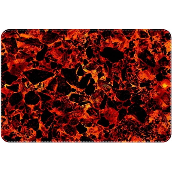 Lava Magma Red Bath Rugs Absorbent Non Slip Door Mats Soft Carpet Washable Doormat for Kitchen Bathroom Entry Way Decor Accessories 17x30 Inch