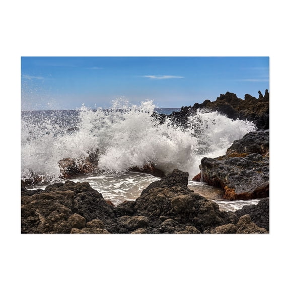 Lava Meets the Sea at La Perouse Bay - Hawaii Photography Waves Ocean Coast Seascape Beach Water Nature Unframed Wall Art Print 4 x 6 inches