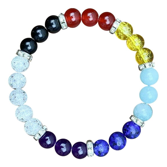 Lava Rock Chakra Bracelet for Men & Women - 8mm Natural Stone Healing Bracelet with 7 Chakra Beads for Yoga, Meditation, Stress Relief & Aromatherapy