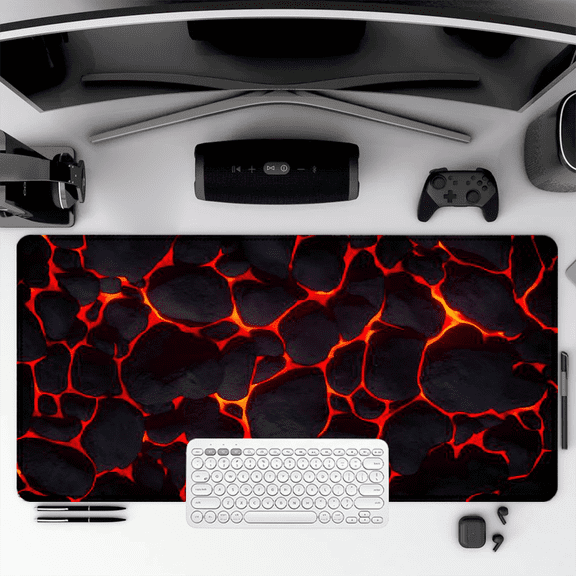 Lava Rock Design Mouse Pad 35.4 x 15.8 Inches Rubber Surface for Office Desk and Gaming