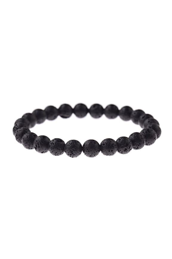 Lava Rock Stone Beaded Bracelet Jesus Cross Christian in Cream