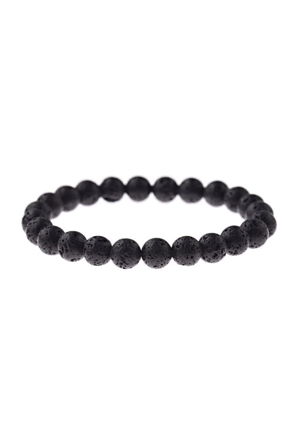 Lava Rock Stone Beaded Bracelet Jesus Cross Christian