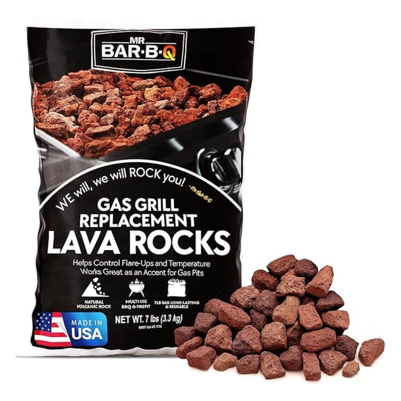 Lava Rocks for Gas Grill & Fireplace – 7lb Natural Volcanic Stones – Even Heat, Flare Up Protection – Indoor/Outdoor Propane Fire Pits