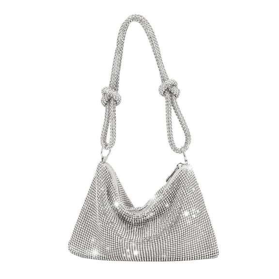 Lava Sparkly Rhinestone Evening Handbag - Zipper Clutch for Parties & Weddings