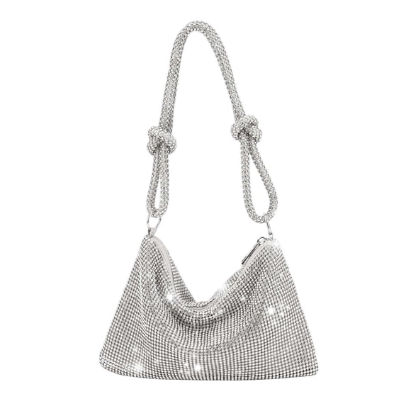 LAVA Sparkly Rhinestone Evening Handbag - Zipper Clutch for Parties & Weddings