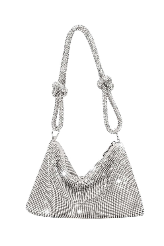 Sparkly Rhinestone Evening Handbag - Zipper Clutch for Parties & Weddings