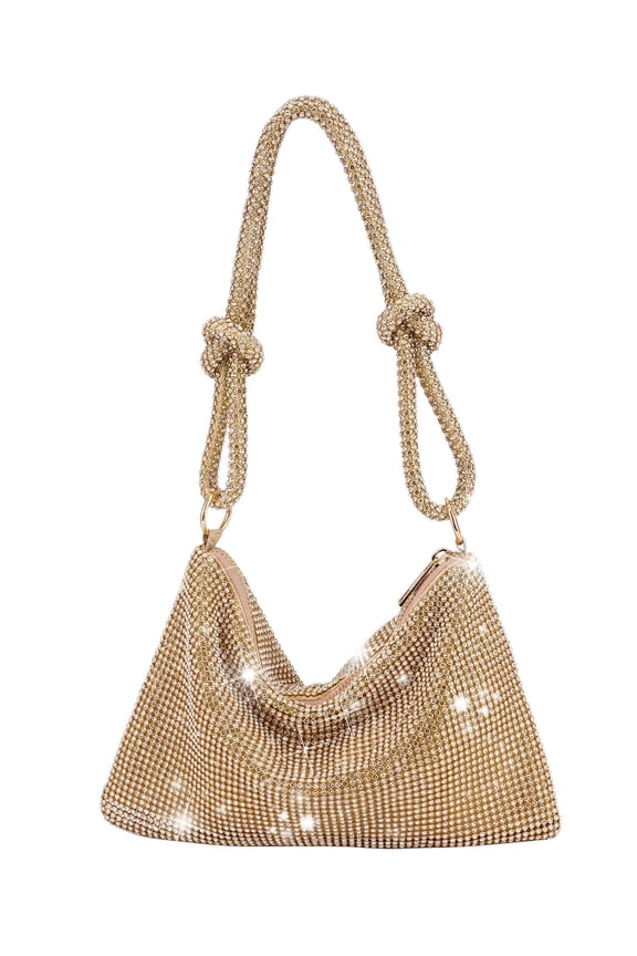 Sparkly Rhinestone Evening Handbag - Zipper Clutch for Parties & Weddings