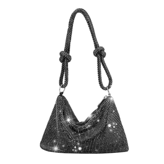 LAVA Sparkly Rhinestone Evening Handbag - Zipper Clutch for Parties & Weddings