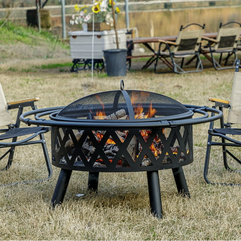 MistMo 36 inch Metal Wood Burning Fire Pit for Bonfire