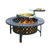 Lava Star 36 inch Round Fire Pit for Outdoor Bonfire Multipurpose Wood Burning Metal Table for Patio
