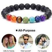 DHENLI Lava Stone Bracelets Bracelet Yoga Balancing Bracelet 8mm Round