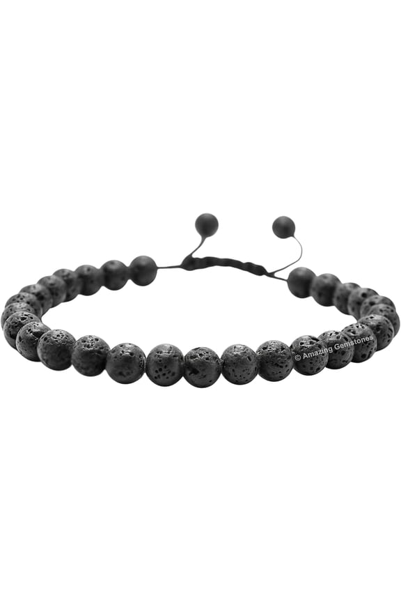 Lava Stone Crystal Bracelet - 6mm Beaded Bracelet and Healing Stones