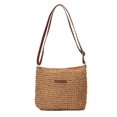 thumbnail image 1 of LAVA Straw Woven Crossbody Bag - Adjustable PU Strap Summer Beach Purse (9.1", Khaki), 1 of 6