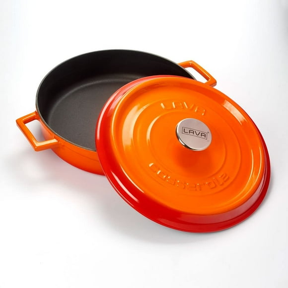 Lava Trendy Series 3.75 Quart Cast-Iron Multi-Purpose Braiser Oven - 11 Inch diameter, Orange