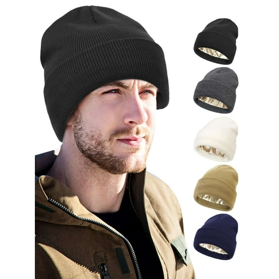 Lava Unisex Knit Beanie - Satin Lined, Stretchy Fit, 5 Colors