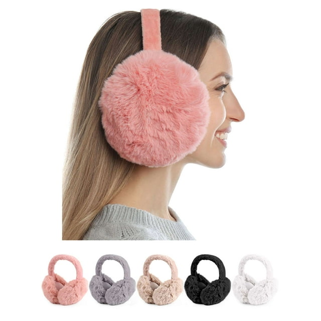 Lava Winter Earmuffs for Women Foldable Fuzzy Fur Ear Warmers Fleece Ear Covers for Cold Weather