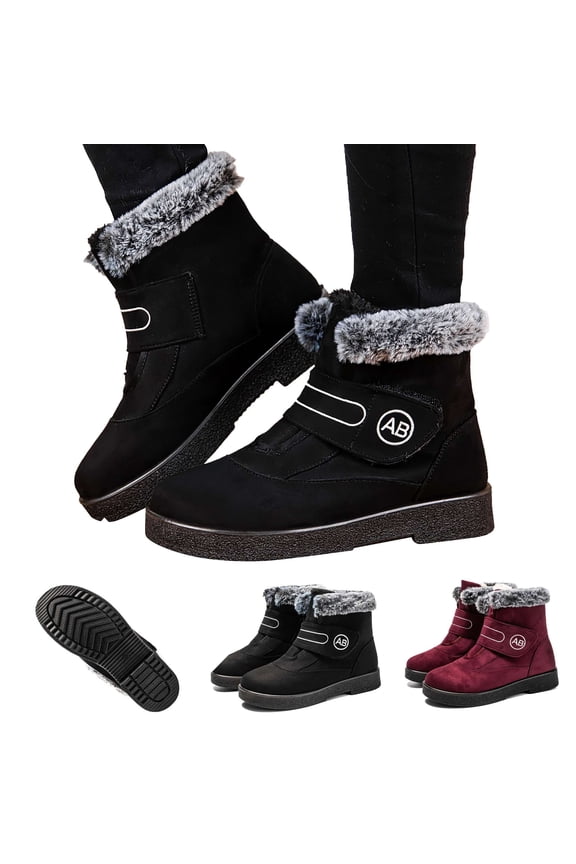 Women's Water-Resistant Winter Boots - Plush Lined, Non-Slip(Red, 10)
