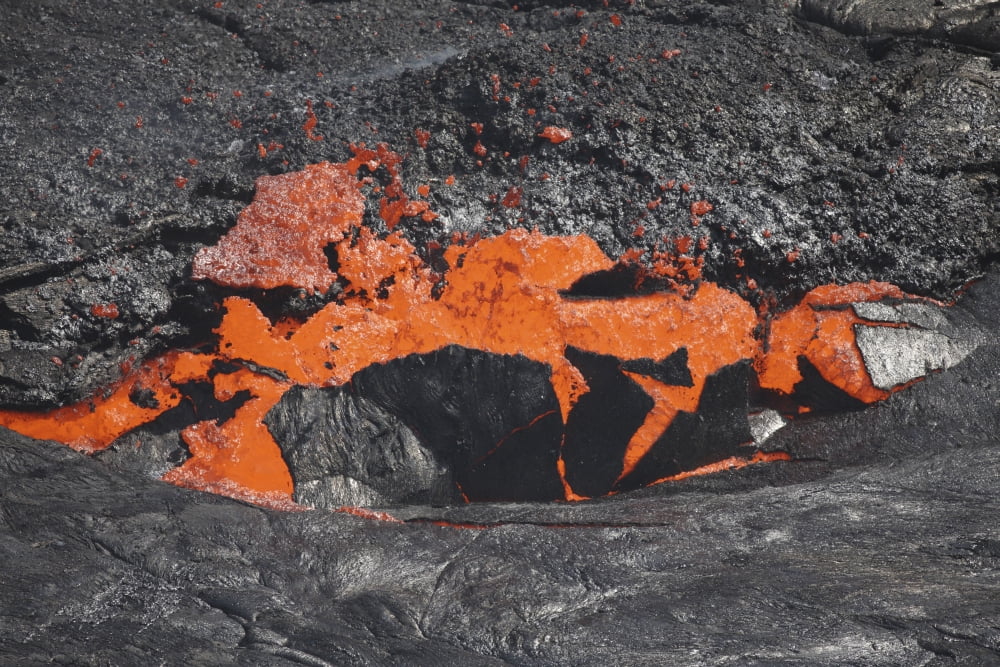Lava breaking through crust of lava lake Erta Ale volcano Danakil Depression Ethiopia Canvas Art - Richard RoscoeStocktrek Images (18 x 12)