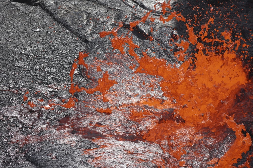 Lava bubble bursting through crust of active lava lake Erta Ale volcano Danakil Depression Ethiopia Canvas Art - Richard RoscoeStocktrek Images (18 x 12)