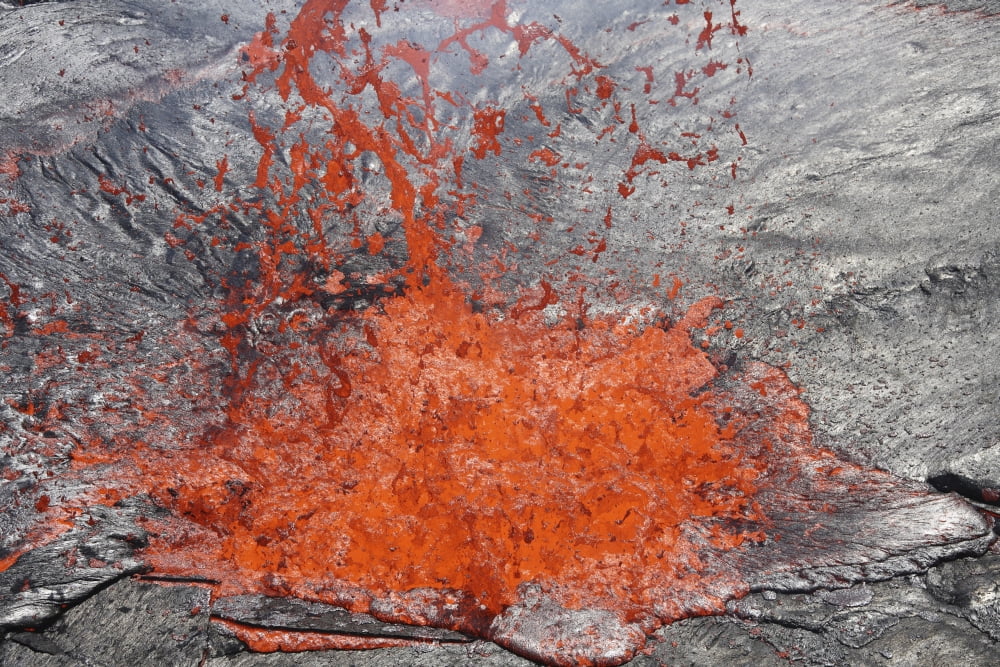 Lava bubble bursting through crust of active lava lake Erta Ale volcano Danakil Depression Ethiopia Canvas Art - Richard RoscoeStocktrek Images (18 x 12)