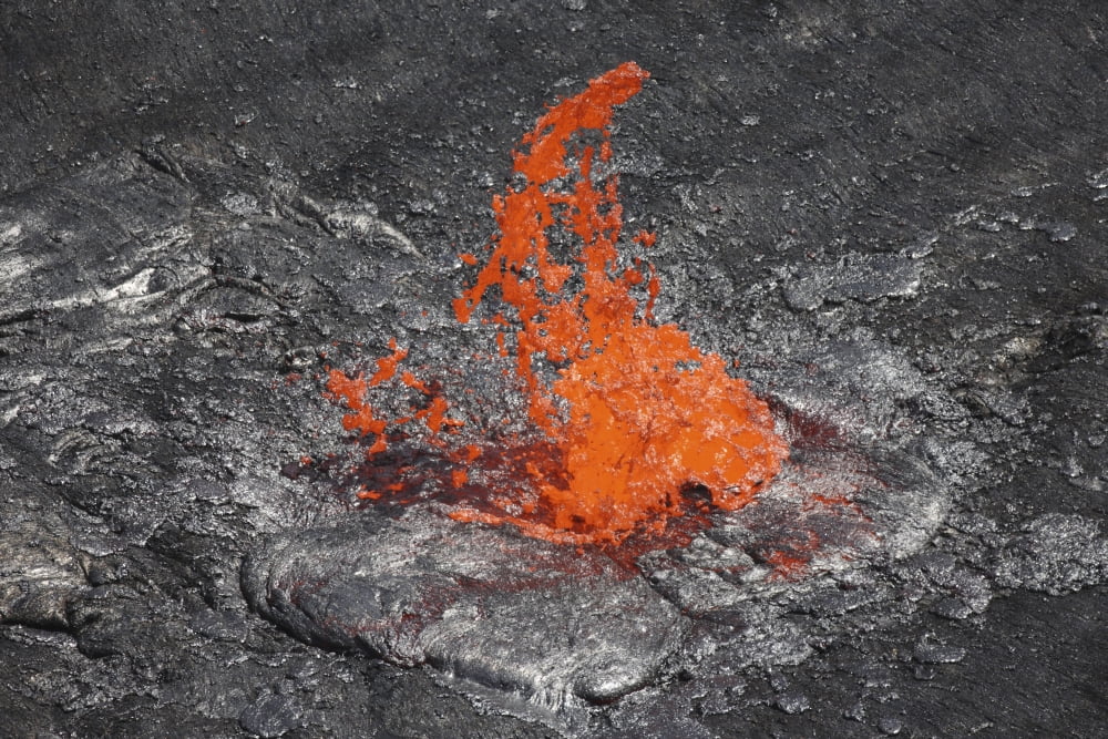 Lava bubble bursting through crust of active lava lake Erta Ale volcano Danakil Depression Ethiopia Canvas Art - Richard RoscoeStocktrek Images (18 x 12)