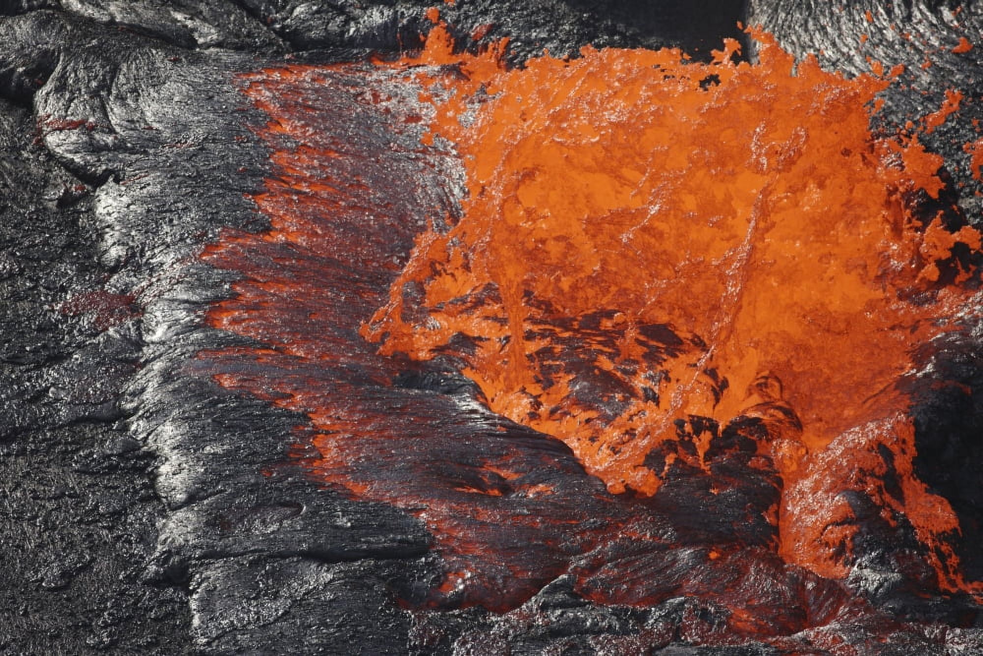 Lava bursting at edge of active lava lake Erta Ale volcano Danakil Depression Ethiopia Canvas Art - Richard RoscoeStocktrek Images (18 x 12)