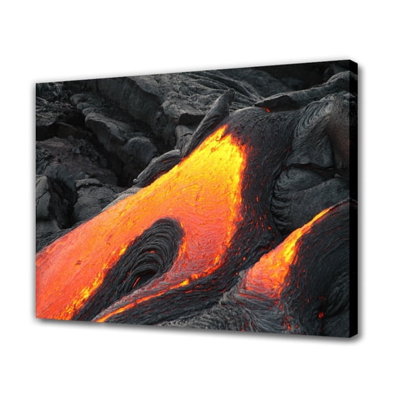 Lava flow in Hawai'i Volcanoes National Park Canvas Poster Bedroom Decor Sports Landscape Office Room Decor Gift,Frame-style,16x24inch(40x60cm)