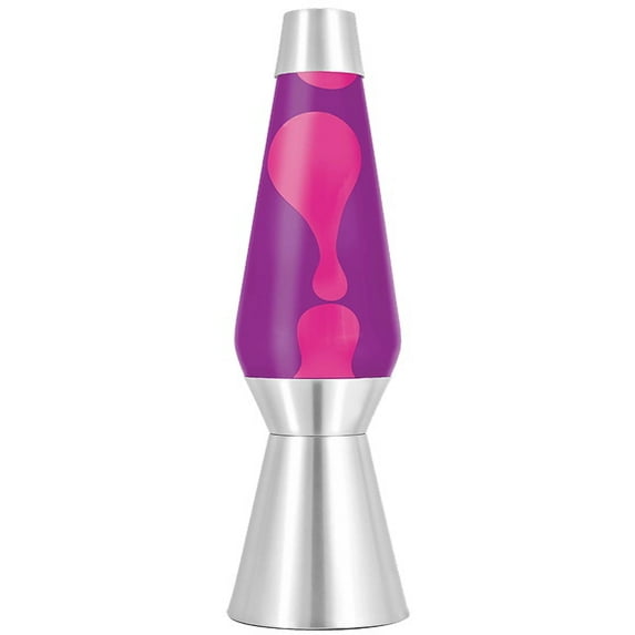 Lava the Original 27-Inch Silver Base Grande Lamp with Pink Wax in Purple Liquid