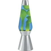 Lava the Original 27-Inch Silver Base Grande Lamp with Yellow Wax in Blue Liquid