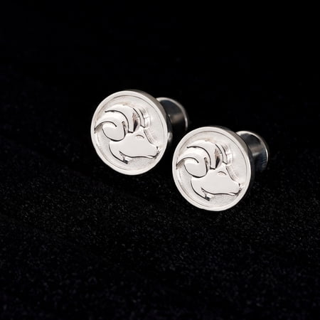 LavaJewelry, Aries Zodiac Cufflinks, 925 Sterling Silver, Zodiac Silver Cufflinks for Man, White