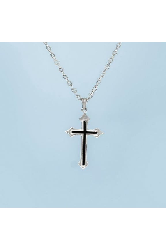 LavaJewelry Colored Cross Necklace, 925 Silver Pendant Necklace for Men, Gift for Dad, Gift for Fahter, Gift for Son