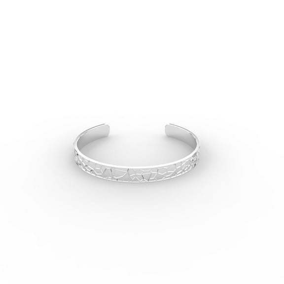 LavaJewelry, Cracked Cuff, 925 Sterling Silver, Silver Bracelet for Women and Girls XS
